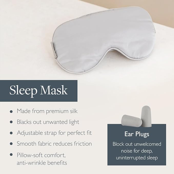 Scentered Goodnight Sleep Well Gift Set – Luxury Silk Eye Mask, Aromatherapy Pocket Balm (1.5g) & Reusable Ear Plugs in Travel-Friendly Gift Tin