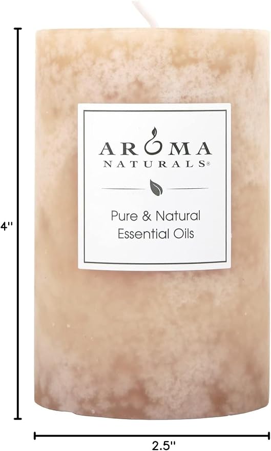 Aroma Naturals Ginger and Clove Essential Oil Beige Scented Pillar Candle, Earth, 2.5 inch x 4 inch