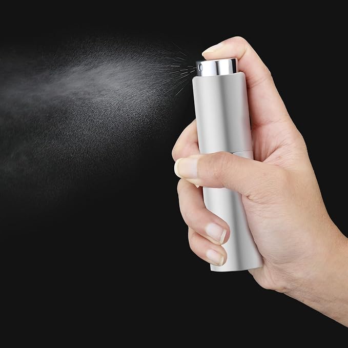 Cologne Travel Bottle 20ml - Large Size Perfume Atomizer Refillable for Men - Pocket Empty Fragrance Sprayer for Refill - 0.67oz Portable Twist Spray Sample Container for Purse Blue & Silver