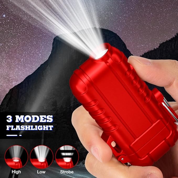 LcFun Electric Lighter Outdoor Windproof USB C Rechargeable Plasma Arc Lighters Electronic Flameless Lighter with Flashlight for Camping Hiking, Survival Kits, Tactical Gears for Men