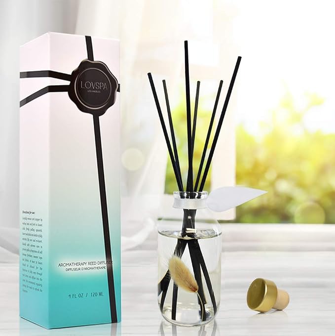 Cotton Blossom Diffuser Set, Shelf Decor, Home Fragrance, Room Scent | Sun dried linen, grass, and mandarin blossom profile, guest bath, decorative glass bottle, entryway, living room