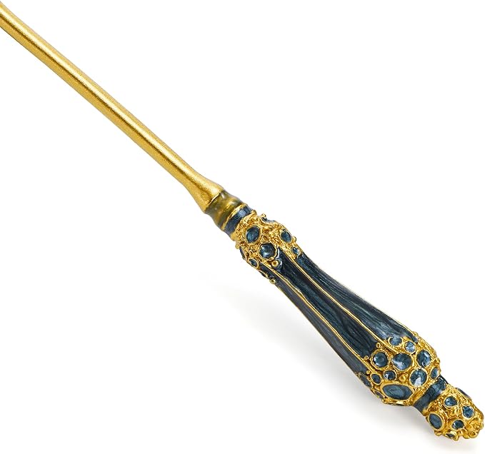 Kingrol Ornate Candle Snuffer with Hand-Enamel Finish, Decorative Zinc Alloy Candle Accessory with Crystal & Pearl Embellishments, Elegant Tool for Gently Extinguishing Candles