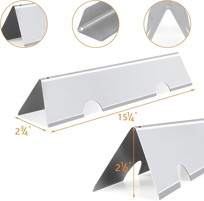 Upgraded 7636 Flavorizer Bars Replacement for Weber Spirit 300 & Spirit II 300 Series, Heavy Duty Stainless Steel, 15.3 Inch 5-Pack, Fit Weber Grill Parts 67046 69797 68843