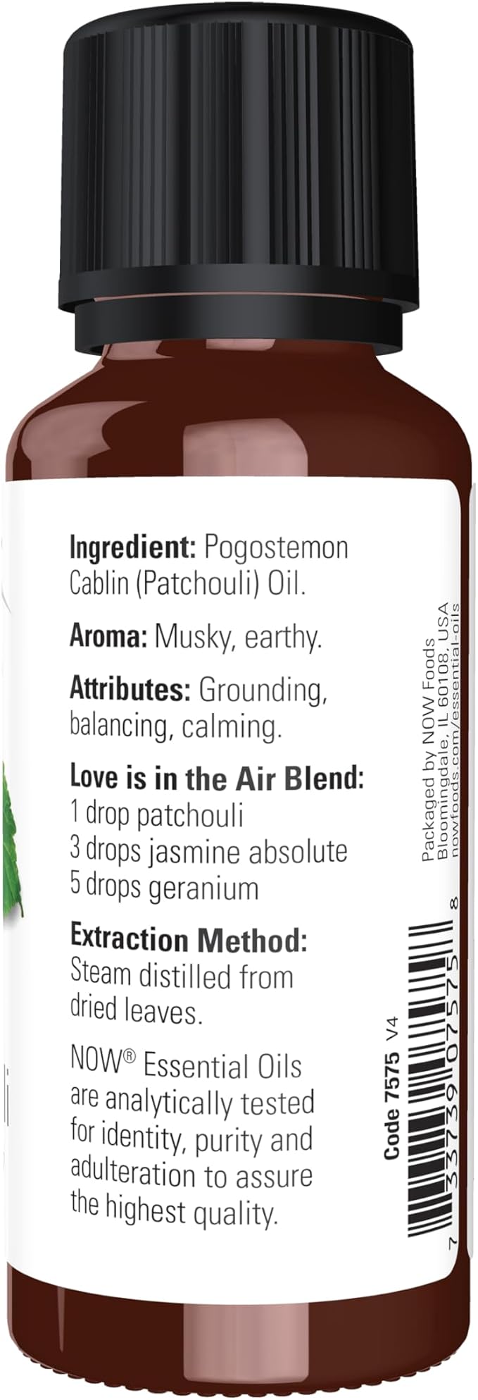 NOW Essential Oils, Patchouli Oil, Earthy Aromatherapy Scent, Steam Distilled, 100% Pure, Vegan, Child Resistant Cap, 1-Ounce