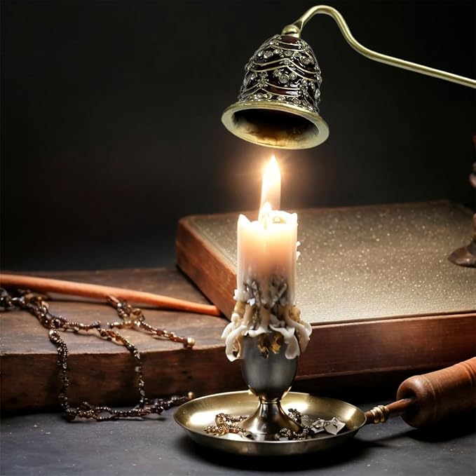 Candle Snuffer Vintage Unique Candle Extinguisher Snuffer with Long Handle Decorative Candle Extinguisher Metal Candle Stopper Candle Accessories Gift (Red)