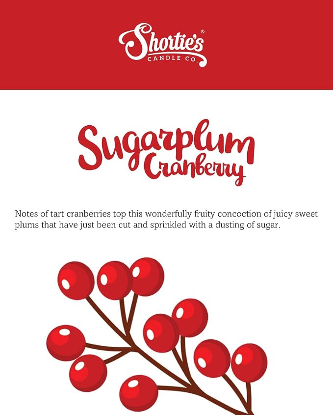 Shortie's Candle Company Sugarplum Cranberry Premium Wax Melts - 3 Oz., Strong & Long Lasting, Non-Toxic - Made with Essential & Natural Oils - Formula 117
