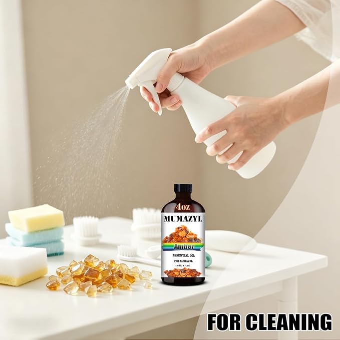 Amber Essential Oil, Amber Oil 4 Fl Oz 120ML for Diffuser Humidifier Yoga Cleaning DIY Candle Soap Making MUMAZYL Essential Oils
