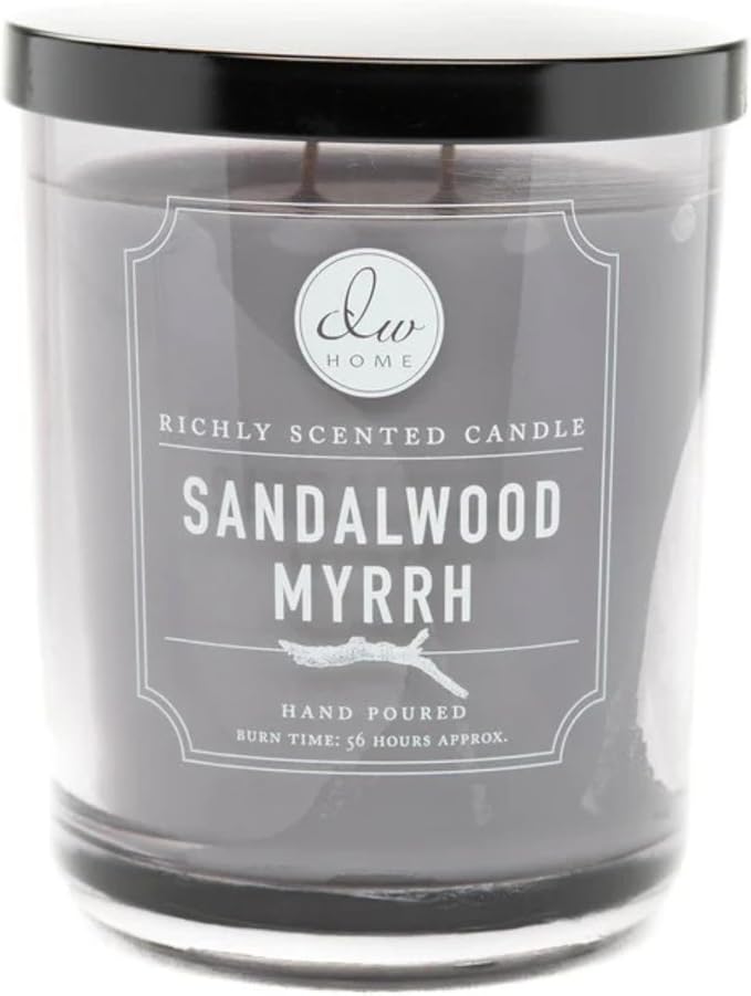 DW Home Sandalwood Myrrh Scented Candle for Home, 15 oz, Large Double Wick Candle Jar, Up to 56H Burn Time, Luxury Scented Candle for Relaxation, Gifting, Home Decor