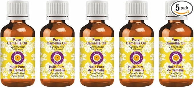 Deve Herbes Pure Camellia Oil (Camellia kissi) Cold Pressed 100ml X 5 (16.9 Oz)