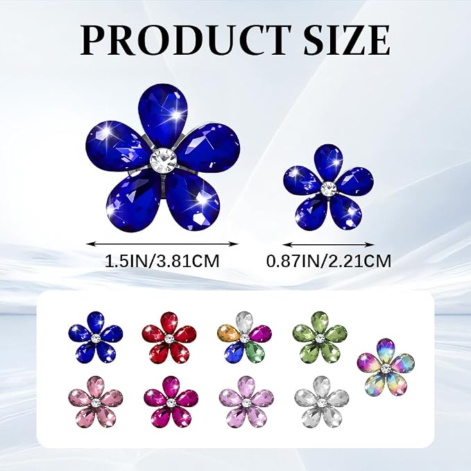 5PCS Bling Daisy Flower Car Air Vent Clips, Car Diffuser Vent Clip, Sparkling Crystal Rhinestone Cute Auto Air Conditioning Clamp, Diamond Air Outlet Clip Decor for Women Girls (Blue)