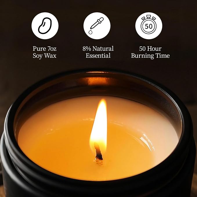 Vintage Oak Candle, 7 oz Scented Candle for Men, Soy Candles for Home Scented, Masculine Jar Candle for Him, 50 Hours Burning Time Mens Candle Gift for Boyfriend, Father, Birthday Present Giving