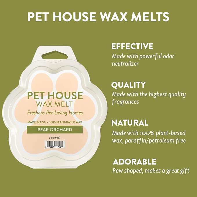 Pet House Pear Orchard Sented Wax Melts - Natural, Long-Lasting, Plant Based Pet Friendly Holiday Wax Melts Pack of 2