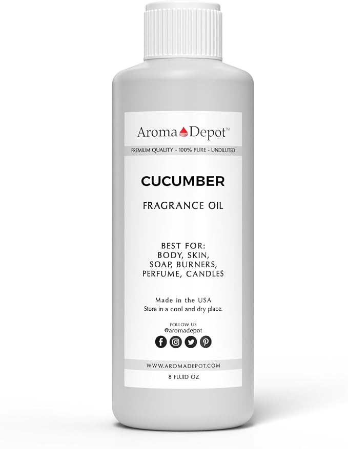 Aroma Depot 8oz / 8 Ounces Cucumber Perfume Oil for Making, Body Oil, Soap, Candle Making & Incense. Our Version is a Premium Quality Undiluted & Alcohol Free