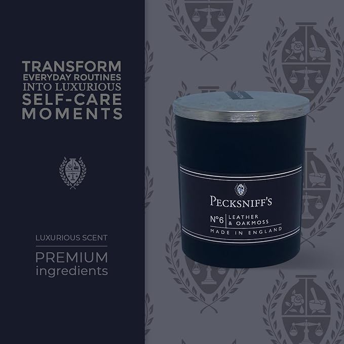Pecksniffs Leather & Oakmoss Scented Candle | 1 Wick, 100g/3.5oz