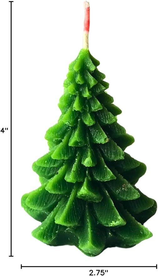 Christmas Tree Shaped Candle Set – Red & Green Unscented Decorative Holiday Candles, Pine Tree Design for Christmas Decor, Winter Table Centerpieces, Gifts – Handmade Wax Candles (2 Pack)