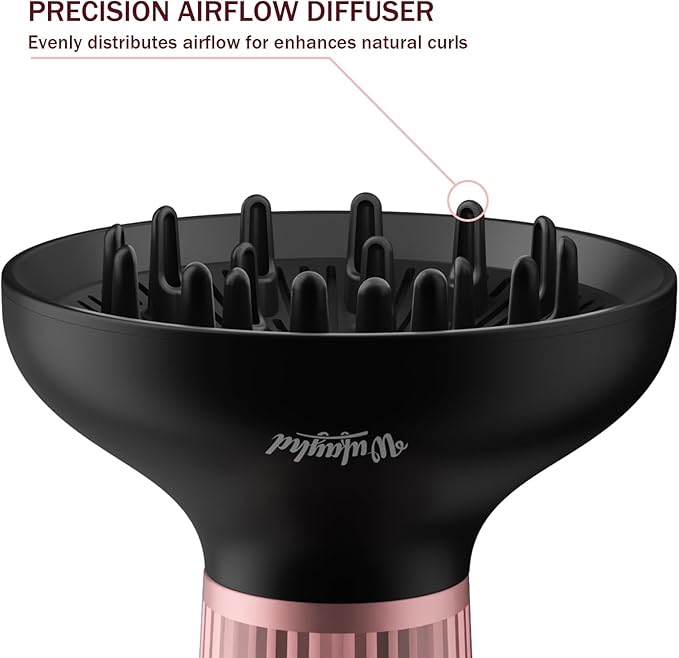 WUFAYHD Diffuser Hair Dryer for Curly Hair with Ceramic Technology, Lightweight Elegance, 2-in-1, Dair Diffuser, Reduces Frizz, Enhances Curls, Volumizes, Portable Hair Dryer, ALCI Safety Plug
