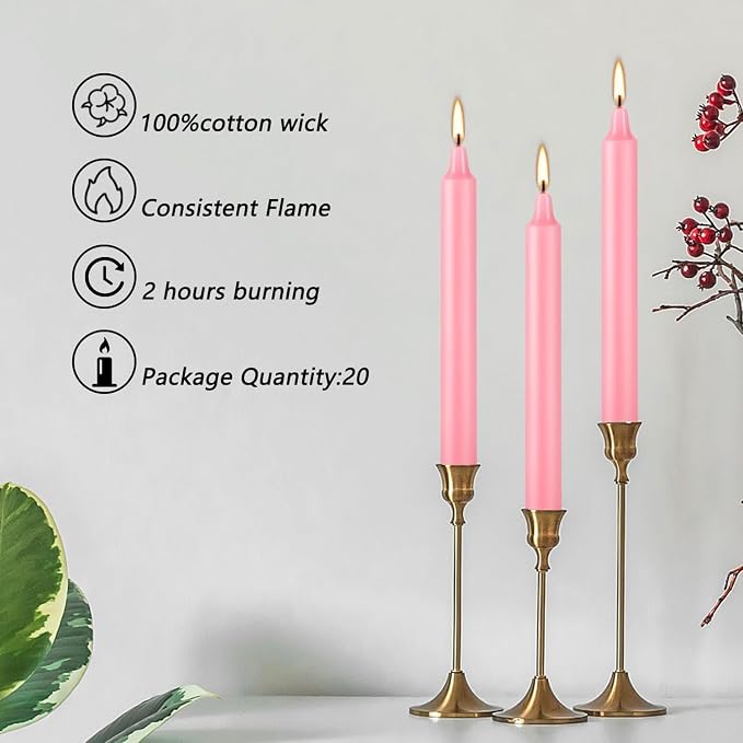YOROXRG 40 Pack Candles Mini Unscented Taper Candles for Valentine's Day,Christmas,Household, Wedding, Rituals, Prayer, Birthdays,Party and Home Décor Candlesticks - 4 Inch Tall(Pink)