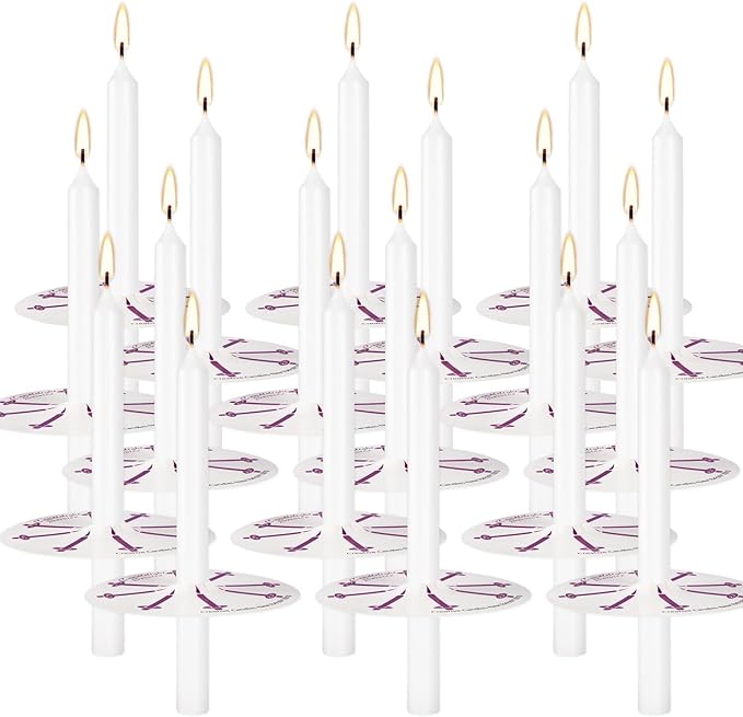 YOROXRG 200 pcs Church Candles with Drip Protectors for Devotional Candlelight Vigil Service, Unscented White 5" H X 1/2" D, No Smoke, Shabbat, Praye