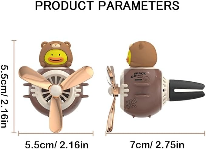 2 Pcs Pilot Car Air Freshener, Cute Duck Car Vent Clip Air Freshener Automotive Air Outlet Fan Diffuser, Automotive Interiors Vent Decoration (Rabbit+Duck)