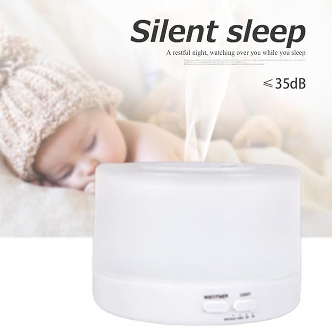 Generic Diffusers 500ml Essential Oil Diffuser with Adjustable Mist Mode, 2024 New Auto Off Aroma Diffuser 7-Colors lignts for Bedroom, Office, White