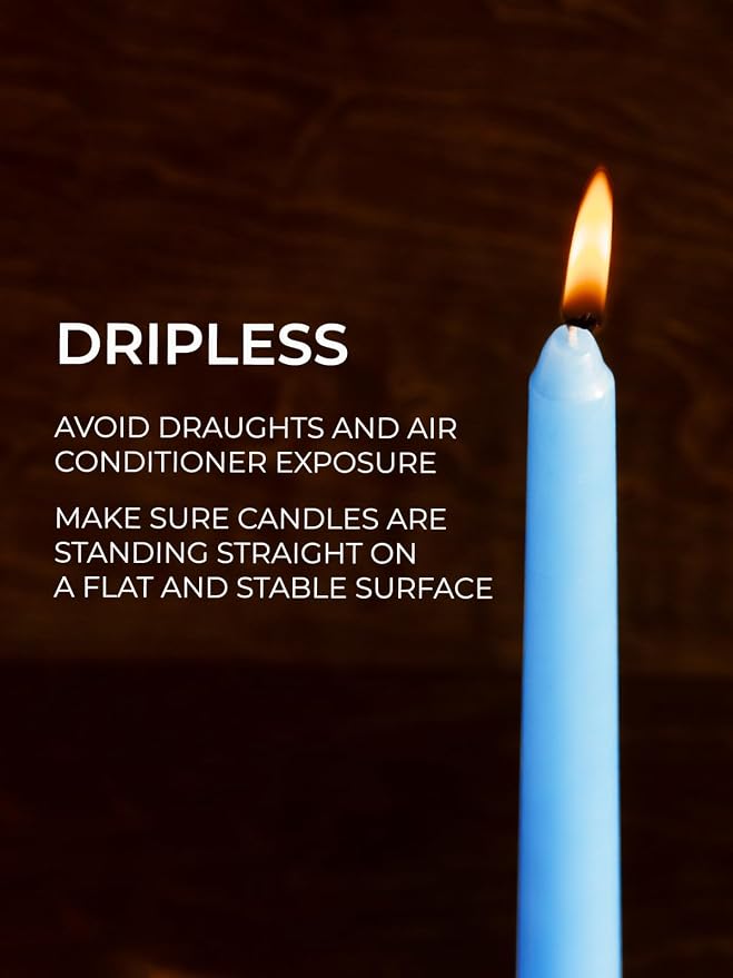 CANDWAX Light Blue 10 inch Taper Candles Set of 4 - Unscented Smokeless Dripless Tapers for Dinner Table, Home Decor, Easter Decor, Party, Wedding and Ordinary Dinners - Spring Candles