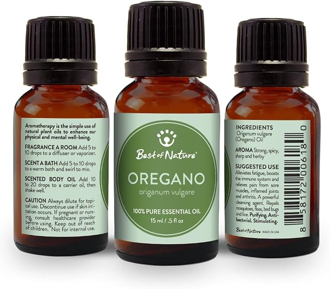 Oregano Essential Oil for Diffuser Aromatherapy – Best of Nature 100% Pure Undiluted Oils for DIY, Home Fragrance, and Topical Use