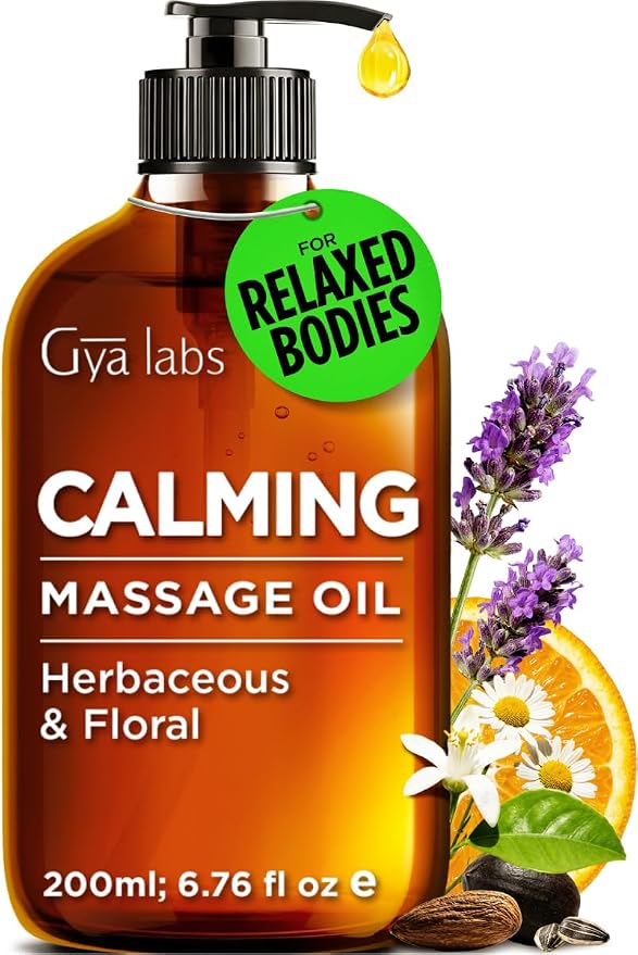 Gya Labs Calming Massage Oil - 6.76 Fl Oz - Lavender Massage Oil & Total Relaxation, Inspires Spa-Like Atmosphere - Authentic Ingredients, Non-Gmo And Cruelty-Free