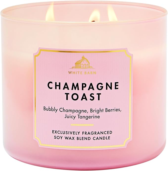 Bath & Body Works Champagne Toast 3-Wick Candle - Scented Candle for At-Home Use - Long-Lasting, Room-Filling Fragrance - High Fragrance Oil Concentration - Soy Wax Blend