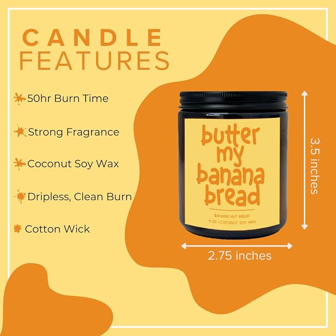 Simply Soson 9oz Banana Nut Bread Scented Candle, Fall Candles, Banana Nut Scent, Aromatherapy Candles, Gifts for Women, Perfect Home Décor Gifts for Autumn, Holiday, Christmas, Winter