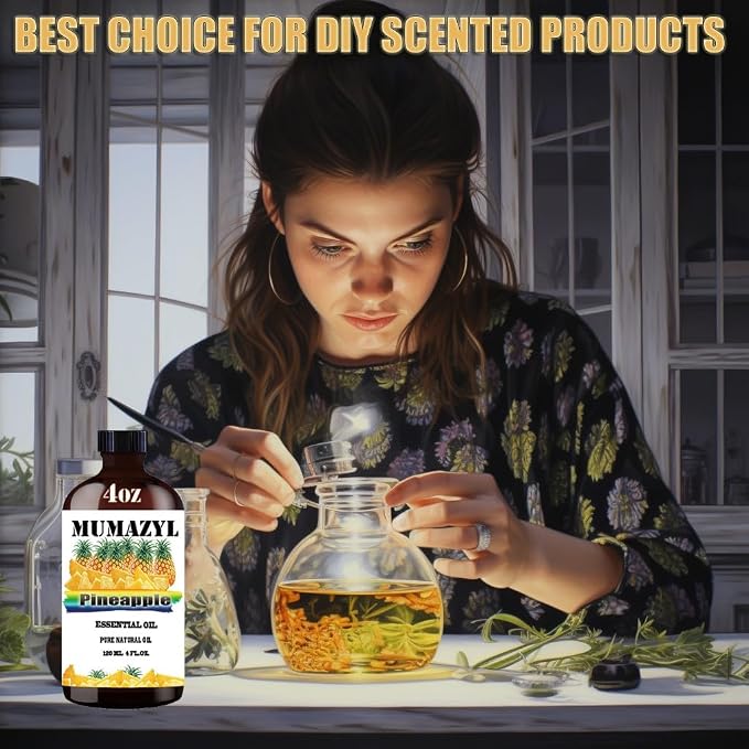 Pineapple Essential Oil, Pineapple Oil 4 Fl Oz 120ML for Diffuser Humidifier Yoga Cleaning DIY Candle Soap Making MUMAZYL Essential Oils