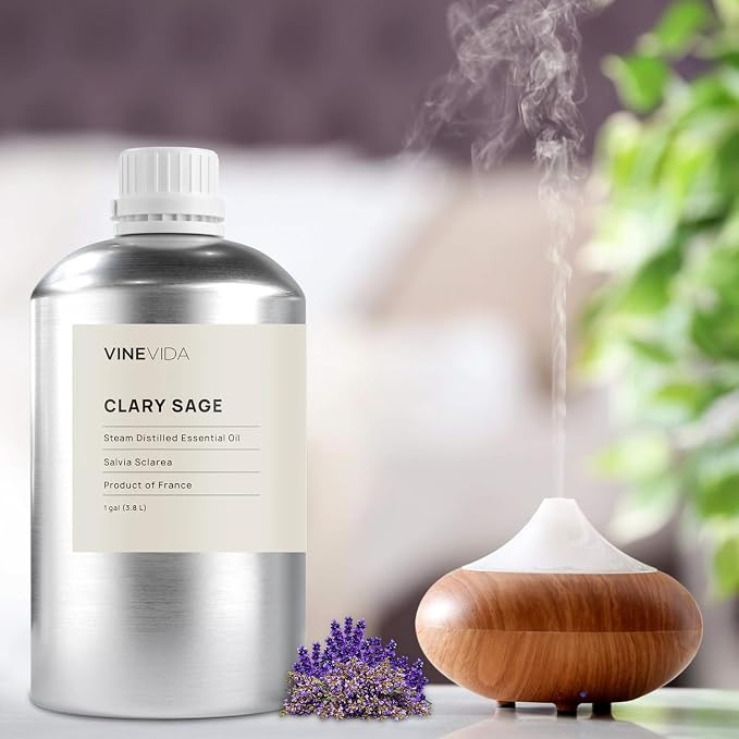 VINEVIDA Clary Sage Essential Oil - Gallon Undiluted - Bulk for Soap Making & Candle Scents - 8 lbs