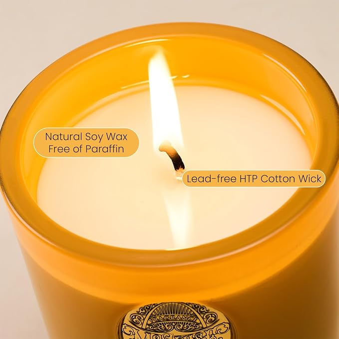 M&SENSE Natural Soy Candle| Mango Musk Yellow | 10.2 oz, 55H Burn | Luxury Scented Candle for Relaxation, Gifting, Home Décor | for Bedroom, Office, Party