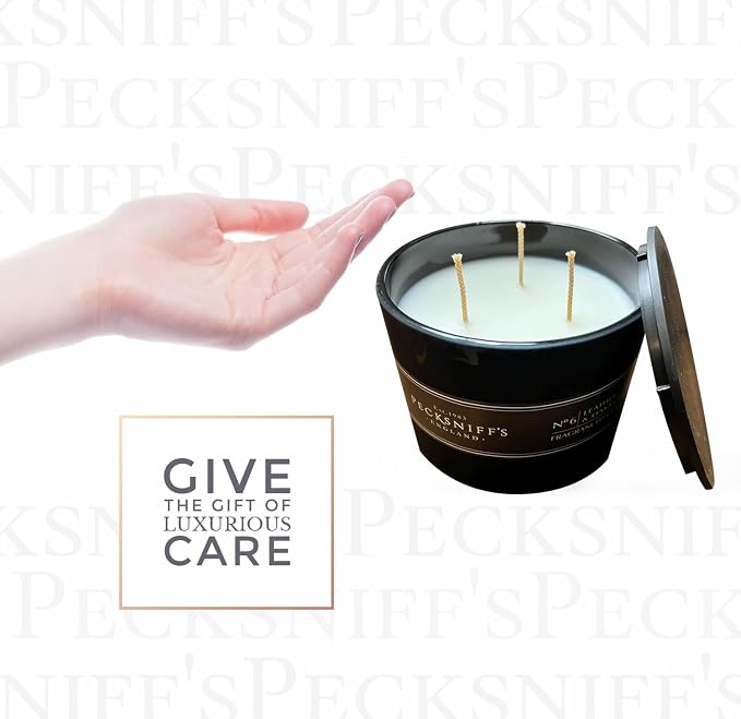 Pecksniffs Black Tall Leather & Oakmoss Scented Candle | 3 Wicks, 283g/9.9oz