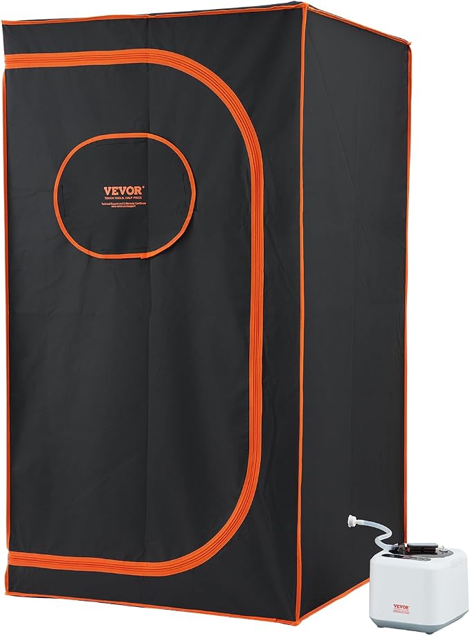 VEVOR Portable Steam Sauna Tent Full Size, 1000W Personal Sauna Kit for Home Spa, Detoxify & Soothing Heated Body Therapy, Time & Temperature Remote Control with Floor Mat