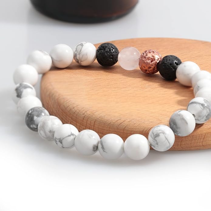 Healing Bracelets for Women, Anti Anxiety Yoga Beads Stress Relief Healing Thoughts Bracelets Relaxation Gift Aromatherapy Essential Oil Diffuser Lava Bracelet Gifts for Women