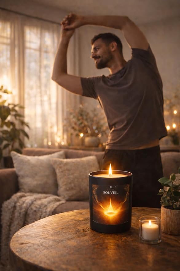 Golden Amber, Orange & Neroli Aromatherapy Soy Wax Candle for Empowerment & Motivation | 10 oz Scented Candle - Solveil Ritual Candle by Wick & Whisper