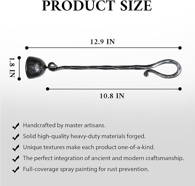 BEGINS Candle Snuffer Black Hand-Forged Steel, Long Handle Vintage Candle Wick Extinguisher, Solid Metal Retro Candle Accessory
