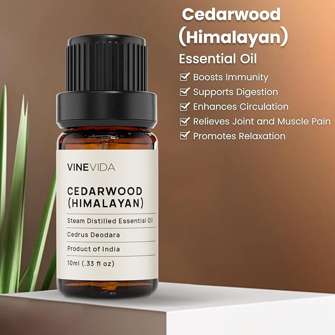 VINEVIDA Cedarwood Himalayan Essential Oil - Undiluted - 10ml Bottle - DIY Candle Scent and Soap Making