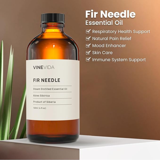 VINEVIDA Fir Needle Essential Oil 4 oz - Undiluted Candle Scent DIY Scents for Candlemaking Bulk Soap Making Safe Skin, Pack of 1,4 Fl Oz,120 milliliters,7.18 Ounces, (4OZV-OBP-FIR-NDL-120ML)