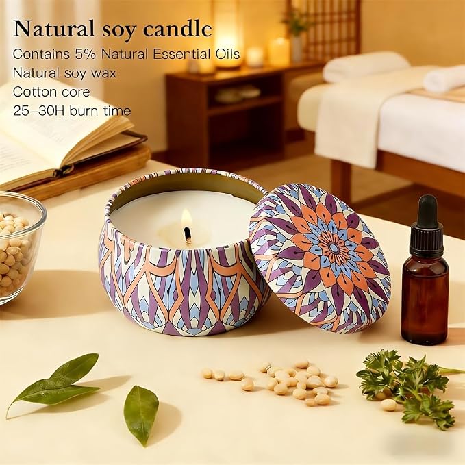 4 Pack Scented Candles Set for Women, 4.4oz Long Lasting Aromatherapy Candles for Home Relaxation Lavender, Fig, Lemon, Spring, Ideal Gift for Birthday Mother's Day Valentine's Day Thanksgiving