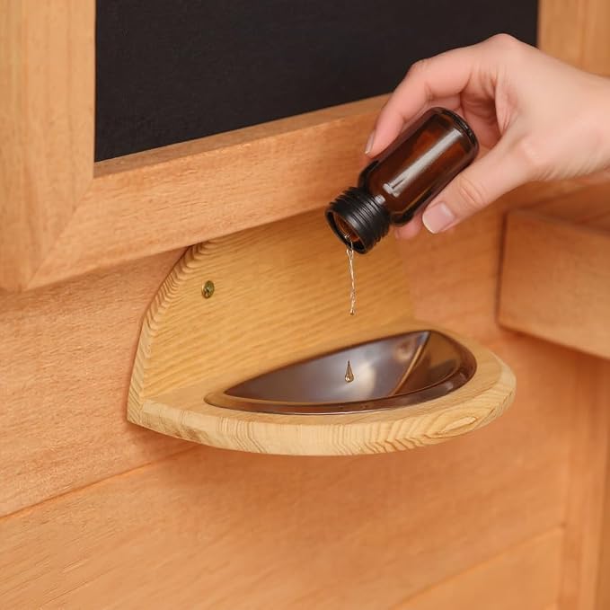 Sauna Essential Oil Cup, Stainless Steel Aroma Bowl, Aroma Diffuser, Premium Hemlock Wood Aroma Holder, Perfect Sauna Accessories