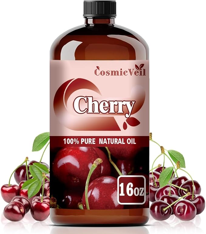 Cherry Essential Oil Cherry Oil for Aroma Diffuser,Humidifier,Home Fragrance,Cleaning,Body Care,Massage,Yoga,DIY Candle,DIY Soap CosmicVeil（Cherry，16 Fl Oz (Pack of 1)）