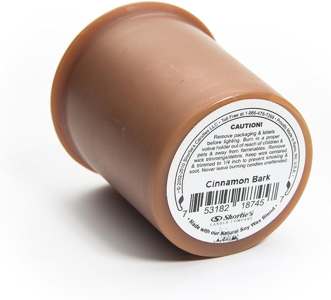 Cinnamon Bark Soy Votive Candles - Scented with Essential & Natural Oils - 6 Brown Natural Votive Candle Refills - Bakery & Food Collection