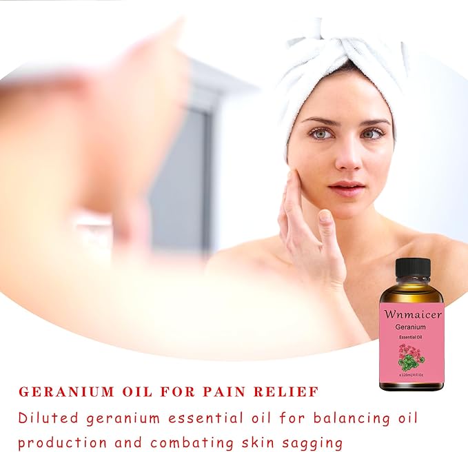 Geranium Essential Oil 4 Fl Oz - Premium Geranium Oil for Skin, Massage, Aromatherapy, Hair & DIY 120ml