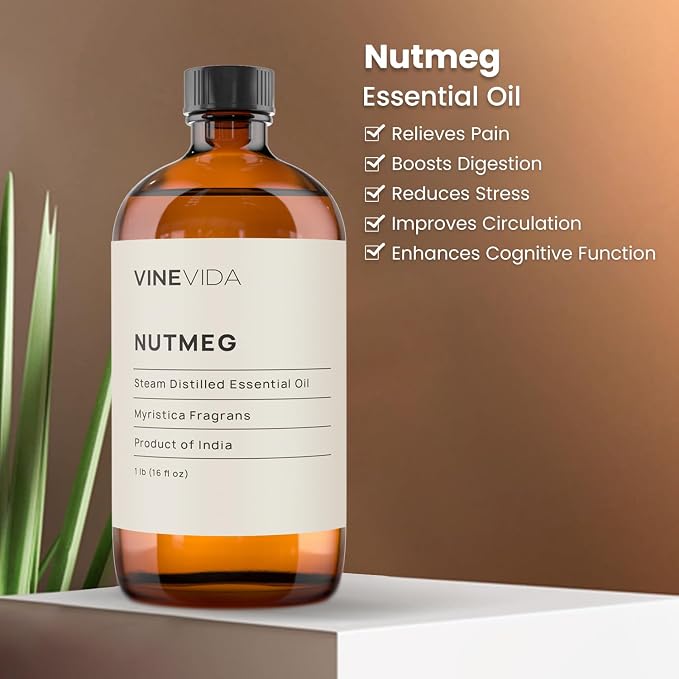 VINEVIDA Nutmeg Essential Oil - 16 oz Undiluted - DIY Candle Scents & Soap Making