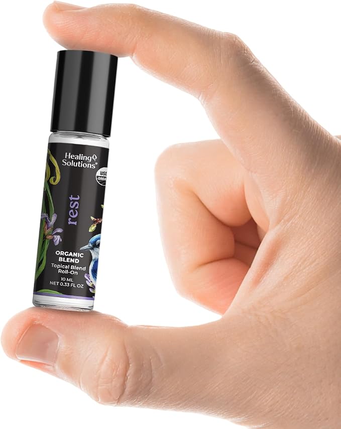 Healing Solutions - Organic Rest Blend Essential Oil Roll on Perfume, Calm, Sleep, Essential Oil Roller, Body Oil, Aromatherapy USDA Certified - 10ml