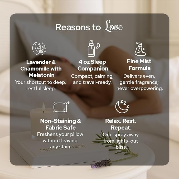 Carnatia Sleep Spray with Melatonin – Lavender & Chamomile Pillow Mist | Aromatherapy Essential Oil Blend for Relaxation & Deep Sleep | 4 fl oz Calming Bedtime Spray