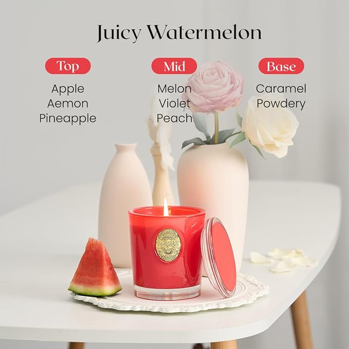 M&SENSE Natural Soy Candle| Juicy Watermelon Red | 10.2 oz, 55H Burn | Luxury Scented Candle for Relaxation, Gifting, Home Décor | for Bedroom, Office, Party