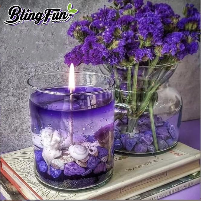 Blingfun Gel Wax for Candle Making with 4 pcs Jelly Wax,50pcs Candle Wicks & 50pcs Stickers Candle Wax for Candle Making,Handcraft Scented Candles Supplies