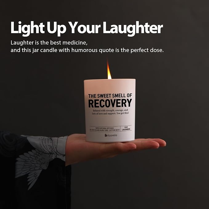 The Sweet Smell of Recovery Funny Recovery Gifts Get Well Gifts for Women After Surgery Sober Anniversary Celebration Scented Candle Home Office Jar Candle Lavender Scent Soy Wax 7oz